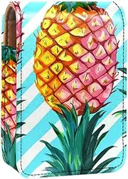 Lipstick Case,Portable Makeup Bag Cosmetic Pouch,Lipstick Holder Makeup Organizer,Colored Stripe Watercolor Pineapple