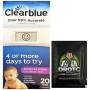 Clearblue Advanced Digital Ovulation Predictor Kit 20 Count - Bonus Dr OTC Wipe