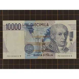 【新竹黃生生】義大利 紙鈔 10000 里拉 伏特 1984年 P112b《品相 XF~VF》