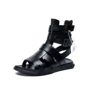 Gladiator Mens Cut Out Open Toe Slingback Roman Black Punk High Top Shoes Sandal