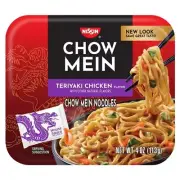 Nissin Teriyaki Chicken Flavor Chow Mein Noodles, 4 oz Tray Shelf Stable
