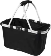 Two Handle Foldable Shopping/Picnic Carry Basket, Black, 23 Litre Capacity