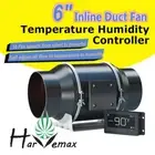 6" Inline Duct Fan 10 Speed Temperature Humidity Control Touch Screen Timer