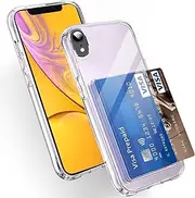 Lumobrilla Wallet for iPhone XR Case with Credit Card Holder,Up to 2 Cards,Anti-Yellowing,Shockproof Protective Cover Soft TPU+Hard PC Slim Fit Phone Case for iPhone XR,Clear