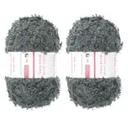 2pcs Fur Yarn Polyester Yarn Fluffy Chunky Yarn Dark Gray for Crocheting,50m