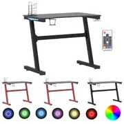 Gaming Desk with Z Shape Legs Standing Computer Writing Table Office LED vidaXL