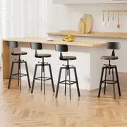 Artiss 4x Bar Stools Kitchen Dining Chairs Adjustable Wood Stool w/Backrest