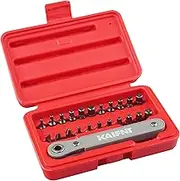 K451 Ultra Low Profile Screwdriver Bit Set with Mini Ratchet Wrench, 1/4-Inch Drive, 23-Piece
