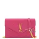 【全新現貨 補6個】茱麗葉精品 YSL 393953 MONOGRAM 粒紋牛皮長夾式三用鍊包.桃紅現金價$34,800