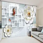 Butterfly White Square 3D Blockout Photo Curtain Print Curtain Drape Fabric Wind
