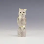 NATIVE AMERICAN ZUNI ANTLER OWL FETISH BY GABE SICE