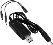 Aswalling USB Boost Converter USB Step-Up Converter Cable DC 5V to 9V 12V 3.5X1.35Mm Connecter for Power Converter,1 Support 2