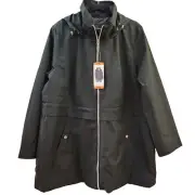 Vince Camuto Hooded Rain Jacket Coat Womens Plus XXL Black Water Wind Resistant