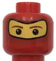 Lego New Red Minifigure Head Balaclava w/ Brown Eyebrows White Spot in Eyes Part