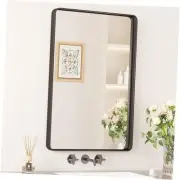 Black Bathroom Mirror for Over Sink, 20 x 30 Inch 30"L x 20"W Matte Black