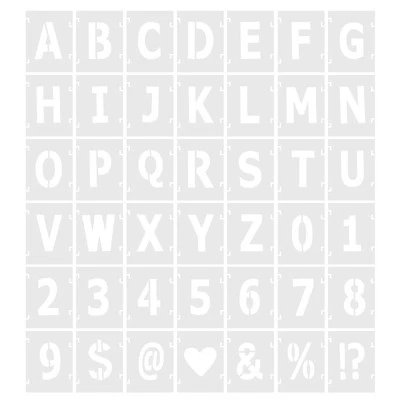 42pcs 1 Inch Letter Number Stencils Alphabet Templates Set 1.5" Width White