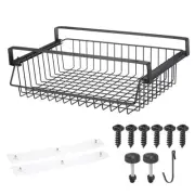 Under Desk Shelf Slide Out Metal Drawer Organizers Desk Accessories, Black