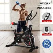 Genki Exercise Bike Stationary Spin Bicycle Indoor Cycling Trainer Home Gym Workout Pedal Training Exerciser Machine Adjustable Resistance LCD Monitor