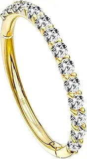 [OUFER] Gold Nose Ring Hoop 20G 14K Solid Gold Nose Piercing Jewelry Conch Tragus Cartilage Earring Hoop Clear CZ Paved Nose Rings for Women