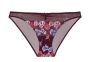 Victoria’s Secret Dream Angels Floral Embroidery Cheekini Sz L - Kir Burgundy