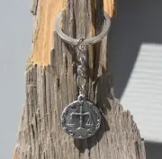 Lead Free Pewter Libra Zodiac Sign Keychain key ring chain Hand Made in USA NEW