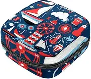 Period Bag,Sanitary Napkin Storage Bag,Blue Marine Time Ocean,Tampon Holder for Purse