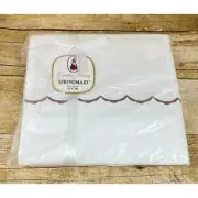 Springmaid Combed Percale Twin Flat Sheet 72 x 108 White Embroidered