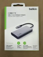 Belkin CONNECT USB-C 4-in-1 Multiport Adapter - Gray (AVC006BTSGY)