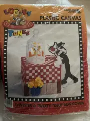 NEW 1997 Looney Tunes Sylvester & Tweety Tissue Box Cover Kit Leisure Arts 51501