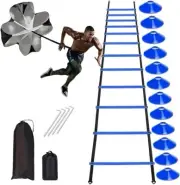 Agility Ladder Speed Training Equipment Set 20ft Agility Ladder, 4 Steel Stakes,