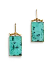 Annette Ferdinandsen 18K Yellow Gold Chrysocola Drusy Branch Earrings