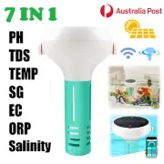 7IN1 Water Quality Tester Solar Power PH ORP EC TDS Salinity Temperature CL Pool