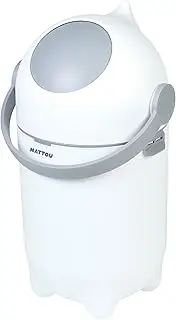 Nattou Dropy - Odour-Proof Nappy Bin, Easy Open with One Hand, Stylish Nappy Changing, Polypropylene/ABS Material, 49.5 x 28 cm, White