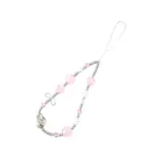 Creative Heart Pearl Bow Mobile Phone Strap Beads Lanyard Keychain Bag Pendan CR
