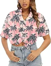 [Generic] Women's Short Sleeve T Shirt, Comfy Button Down T-Shirt,Soft Beach Summer Tops Blouses, Old Island Charm-31