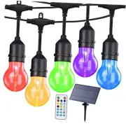 Outdoor String Lights RGB, 48FT Dimmable Patio String Lights Solar A55 48FT