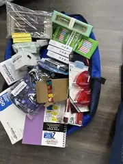 Back Pack Filled With School Supplies Pens Markers Etc 20 Items +