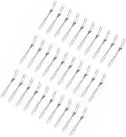 Cabilock 30 Pcs Stainless Steel Two Prong Fruit Forks Versatile Appetizer and Salad Forks for Parties Buffets and Daily Use for Desserts Cheese and More