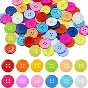 100 PCS Bulk Assorted Colorful Buttons Round 4 Holes Buttons for Sewing Clothing Knitting Crafts Decoration, Crafts DIY Projectsc(12 Colors, 25mm in Diameter)