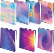 Feela Neon Pattern Book Covers, 7 Pack Stretchable Jumbo Fabric Book Covers, Washable Durable Reusable Nylon Book Covers, for Hardcover Textbooks Notebooks up to 9”x11”