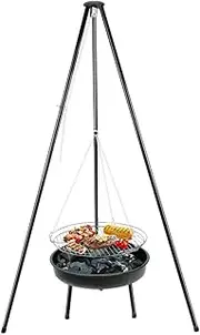 gzcmxh Campfire Tripod Grill: Campfire cooking with Adjustable Height hook - Durable Stainless Steel Grill for Outdoor picnic,camping (black)