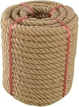 Jute Rope (1.5 in X 50 ft), 38mm Thick Twisted Manila Rope, Natural Heavy Duty Hemp Rope for Swing Bed, Crafts, Railing, Tug of War, Landscaping, Gardening, Bundling, Hammock, Home Decorating