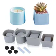 Silicone Planter Molds - Round and Square Set - Durable Concrete Molds - Perf...