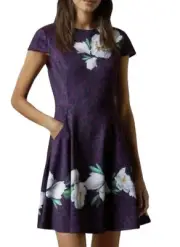 Ted Baker Tohkoh Dress Size 1 Womens Size XS 0-2 US Leopard Mob Wife NWT $245