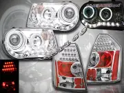 05-07 CHRYSLER 300C SRT8 PROJECTOR HEADLIGHTS CHROME CCFL HALO & LED TAIL LIGHTS (for: Chrysler)