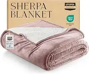 Utopia Bedding Sherpa Bed Blanket Queen Size Rose Pink 480GSM Plush Blanket Fleece Reversible Blanket for Bed and Couch (90x90 Inches)