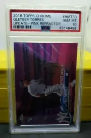 Gleyber Torres 2018 Topps Chrome Update HMT33 Pink Refractor [PSA 10]