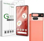[3+1 Pack] amFilm Tempered Glass Screen Protector Compatible with Google Pixel 7A -5G(2023), with Camera Lens Protector, HD Clear, Anti-Scratch Bubbles-Free (transparent)