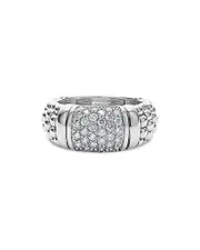 Lagos Sterling Silver Pave Diamond Caviar Ring