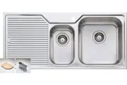 Oliveri Nu-petite 1 & 1/2 Double Right Hand Bowl Inset Sink With Drainer NP602